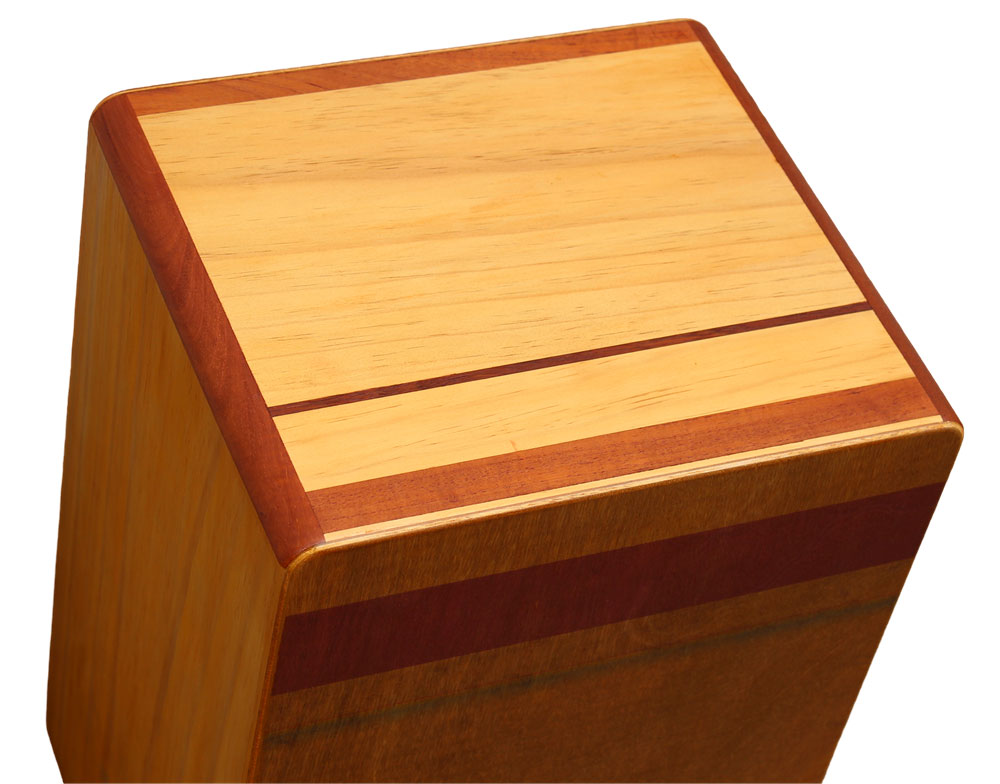 Top view red cedar inlay rockbox cajon drum