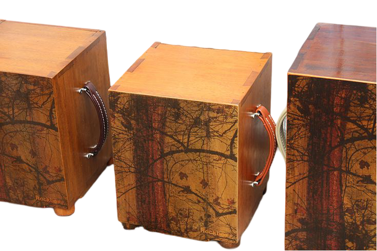 3 white cedar custom design rockbox cajon drums